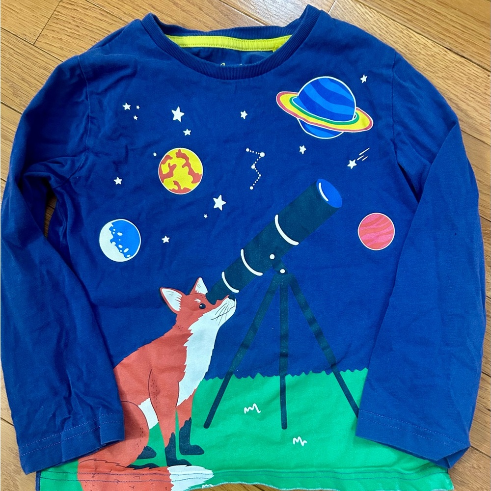 Mini Boden Vibrant Blue Long Sleeve Tee 4t-5t, fox
